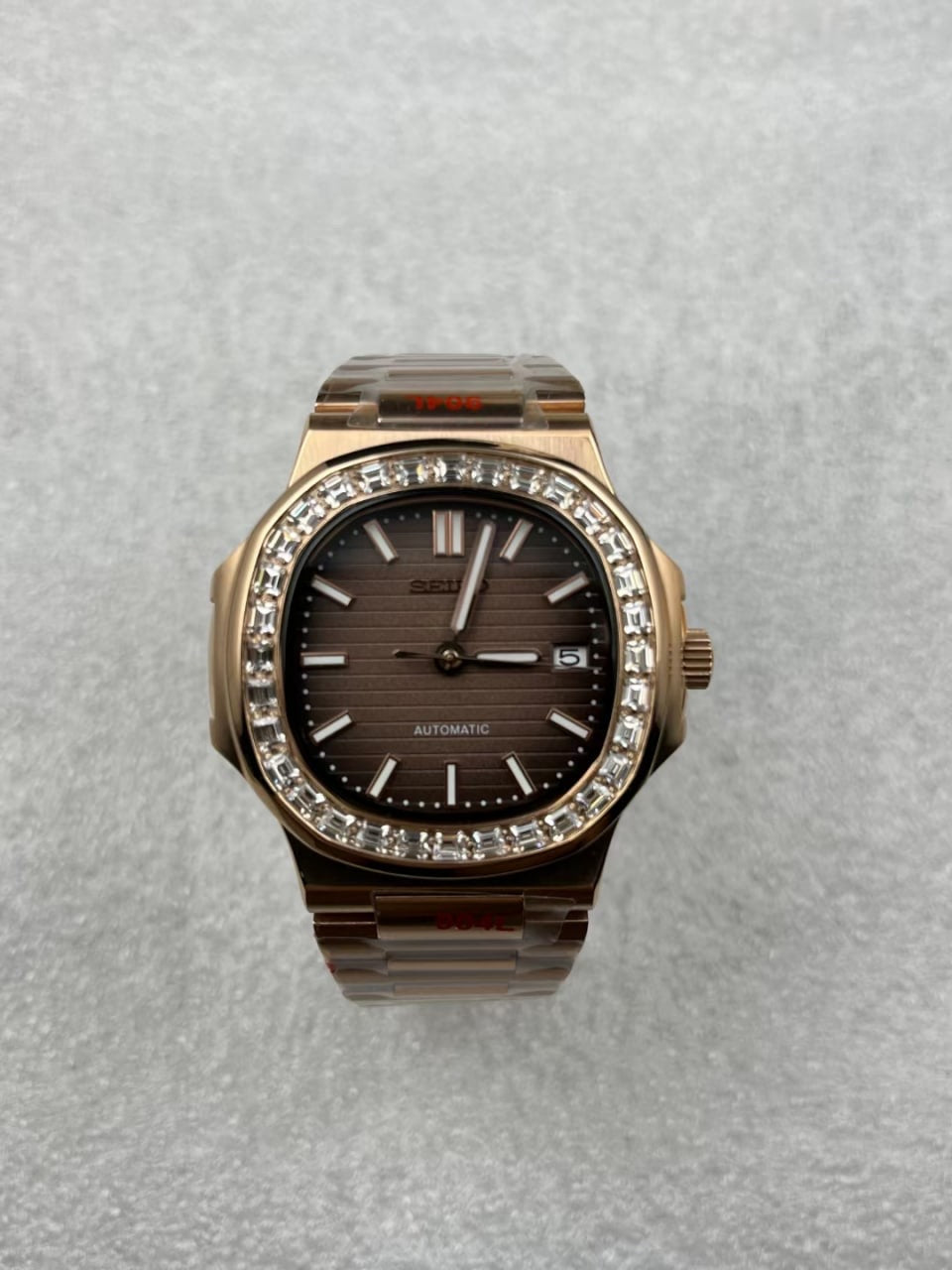 Seikotilus "Rose gold brown diamond" NH35