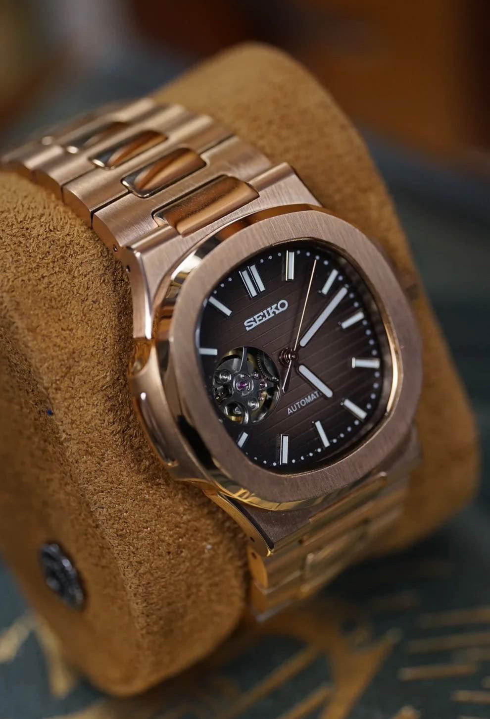 Seikotilus "Rose gold brown" NH35
