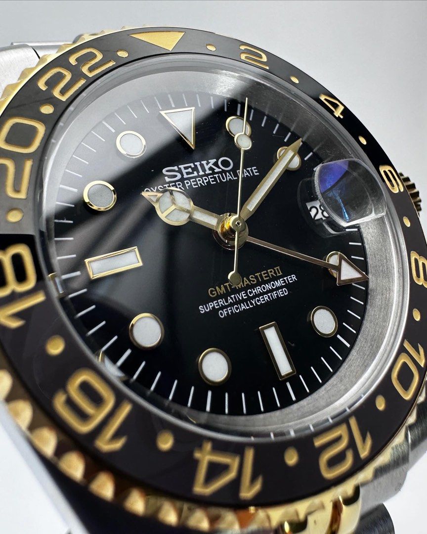 Seikomod GMT "Two tone gold black" NH34
