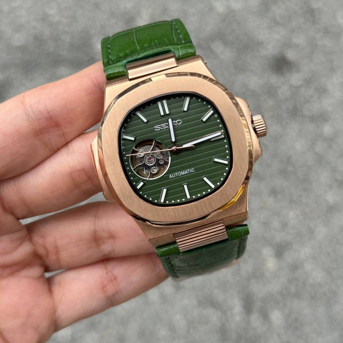 Seikotilus "Green rose gold" NH35