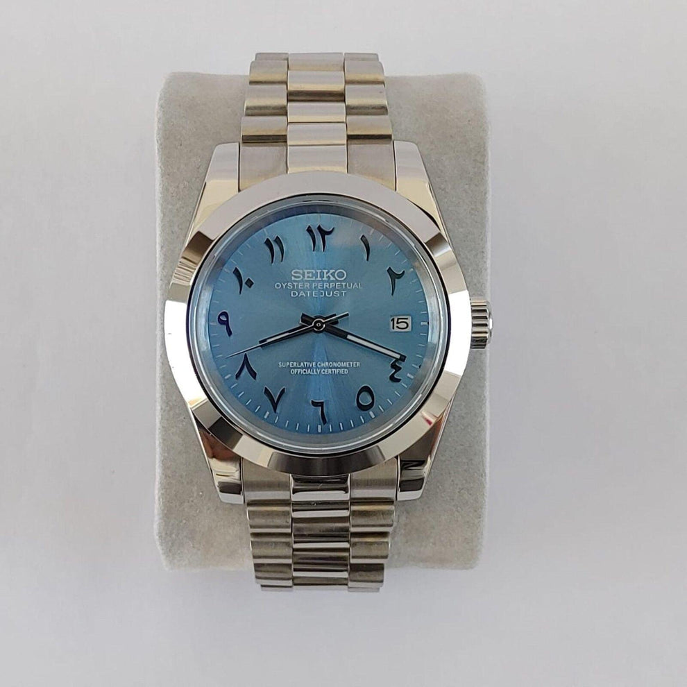 Seikojust "Ice blue silver president" NH35