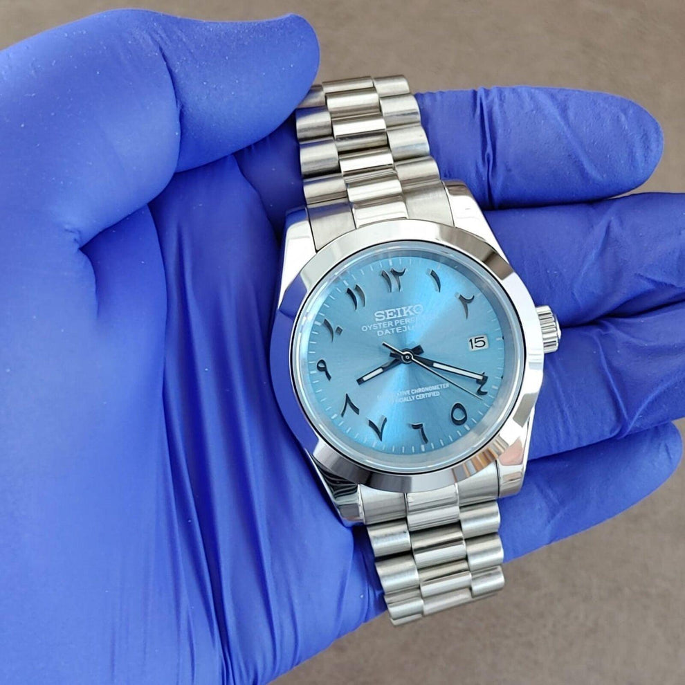 Seikojust "Ice blue silver president" NH35