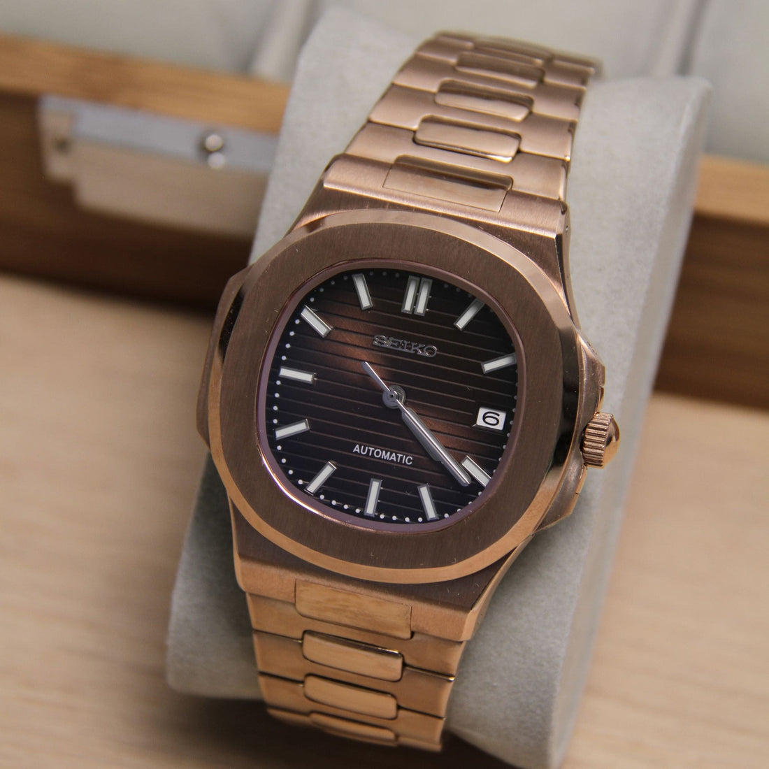 Seikotilus "Rose gold brown" NH35