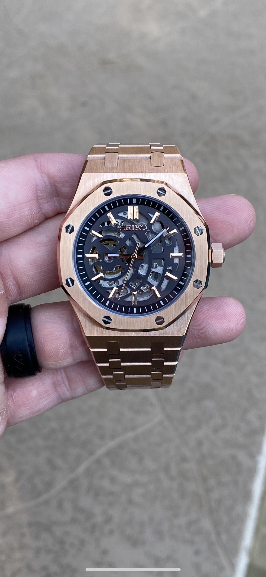 Seikoak "Rose gold black Skeleton" NH35