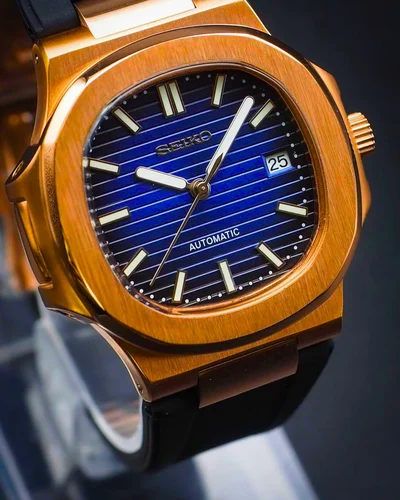 Seikotilus "Rose gold blue" NH35