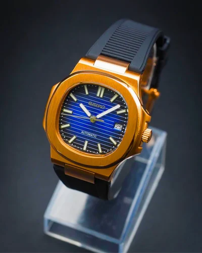 Seikotilus "Rose gold blue" NH35