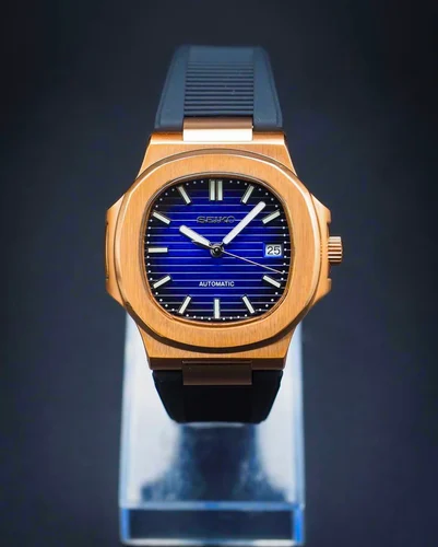 Seikotilus "Rose gold blue" NH35