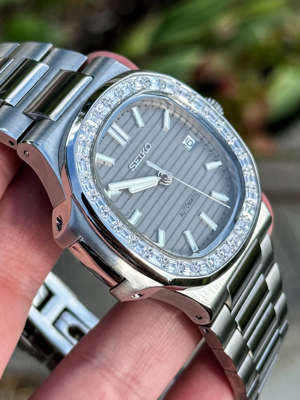 Seikotilus "Steel beige diamond" NH35