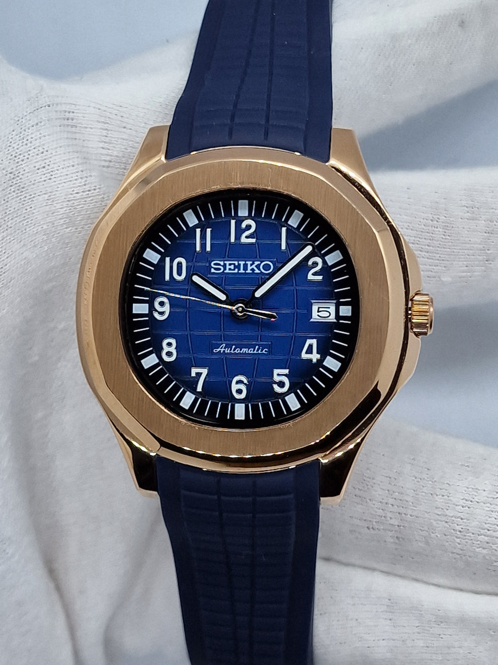 Seikotilus "Rose gold blue" NH35