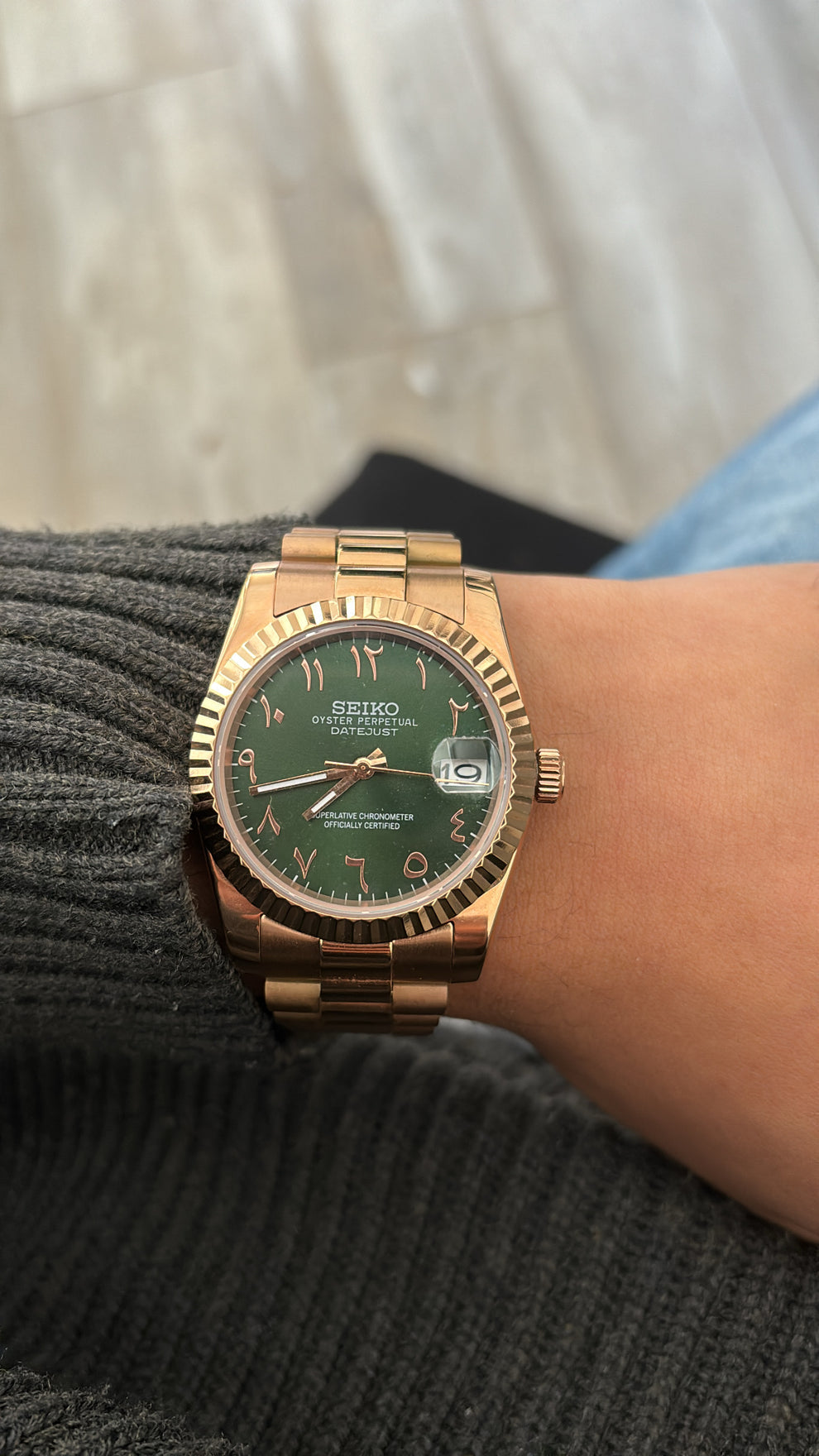 Seikojust "Rose gold olive" NH35